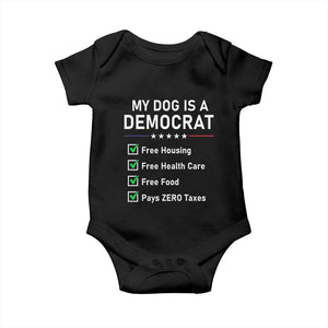 My Dog Is A Democrat Satirical Checklist Baby Onesie Funny Conservative Humor Dog Owner Gifts