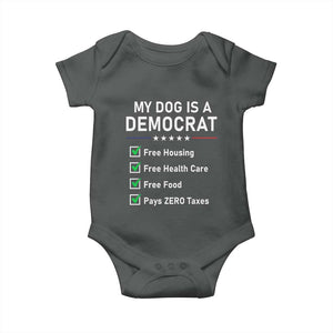 My Dog Is A Democrat Satirical Checklist Baby Onesie Funny Conservative Humor Dog Owner Gifts