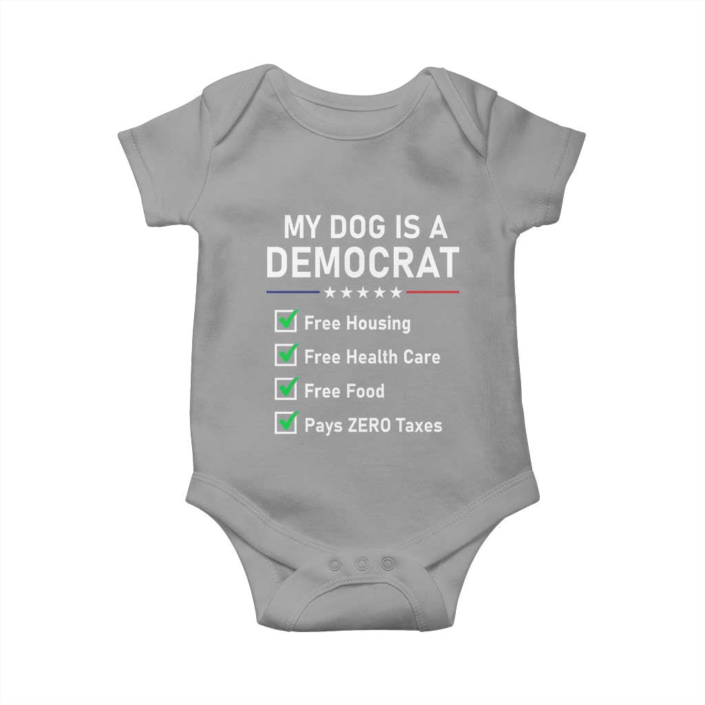 My Dog Is A Democrat Satirical Checklist Baby Onesie Funny Conservative Humor Dog Owner Gifts