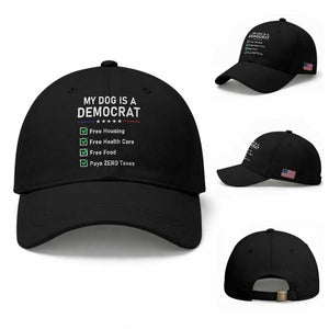 My Dog Is A Democrat Satirical Checklist Baseball Cap Funny Conservative Humor Dog Owner Gifts