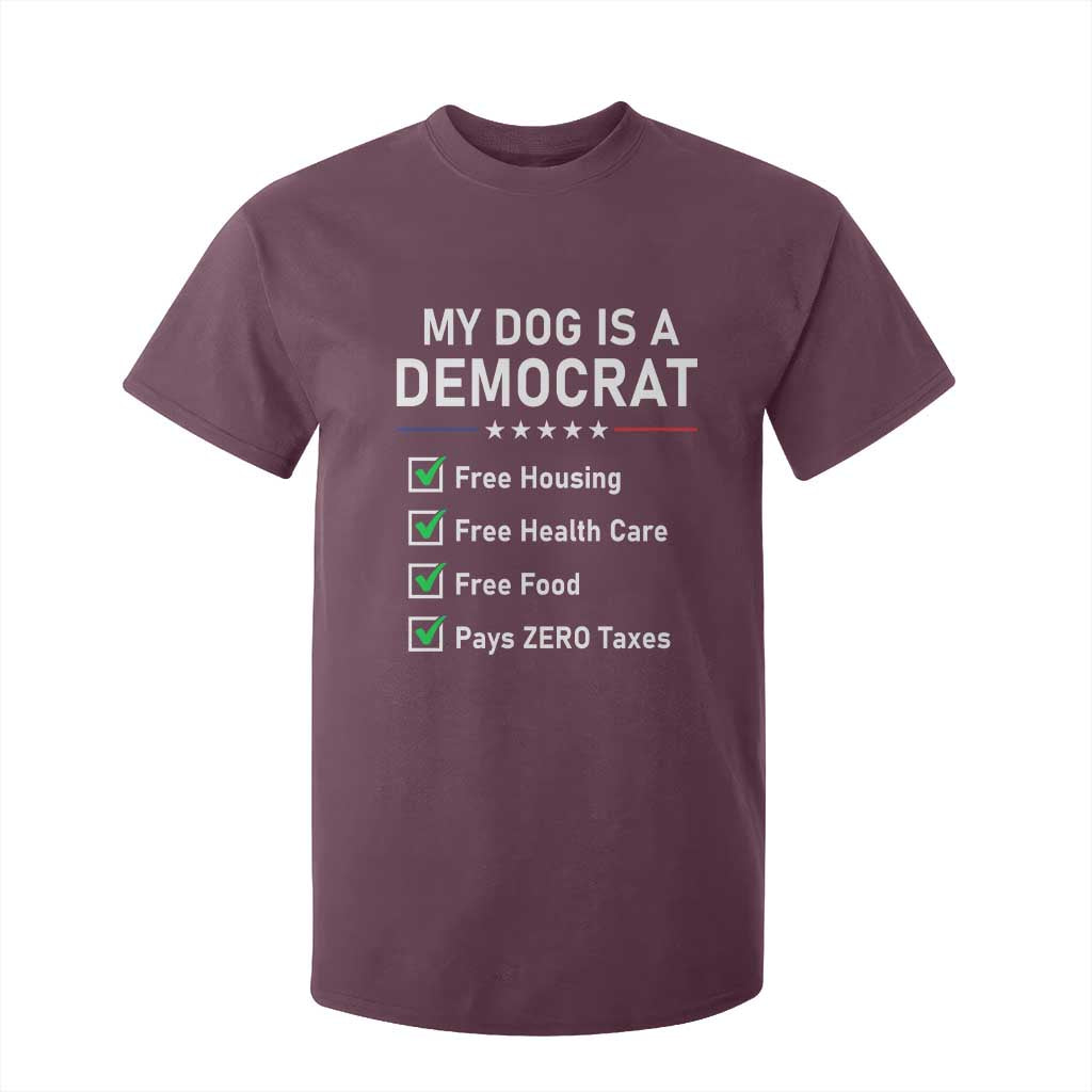 My Dog Is A Democrat Satirical Checklist T Shirt For Kid Funny Conservative Humor Dog Owner Gifts