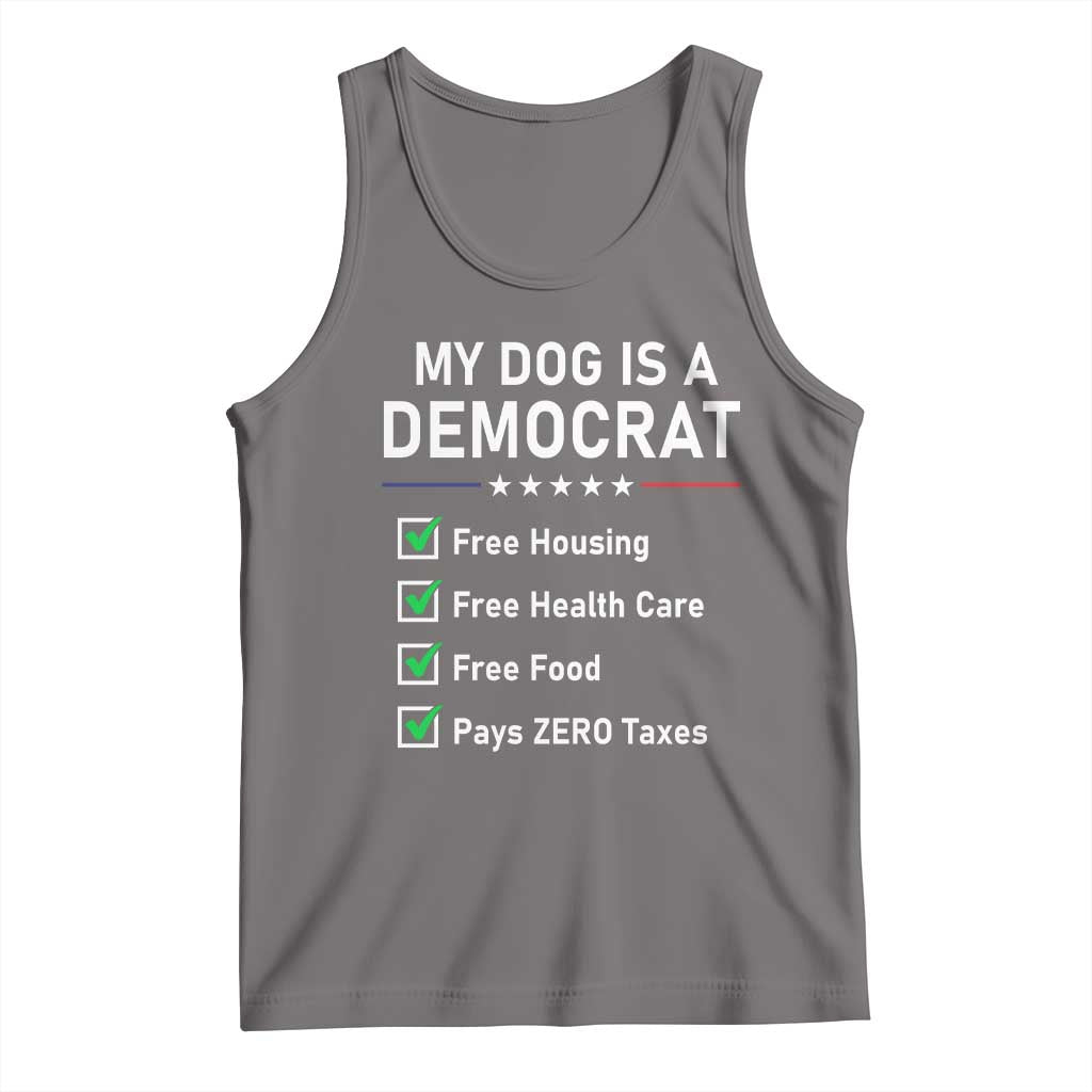 My Dog Is A Democrat Satirical Checklist Tank Top Funny Conservative Humor Dog Owner Gifts