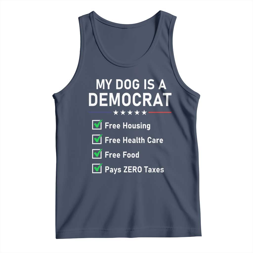 My Dog Is A Democrat Satirical Checklist Tank Top Funny Conservative Humor Dog Owner Gifts
