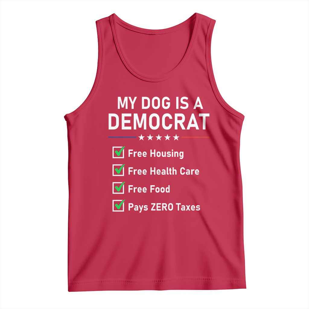 My Dog Is A Democrat Satirical Checklist Tank Top Funny Conservative Humor Dog Owner Gifts