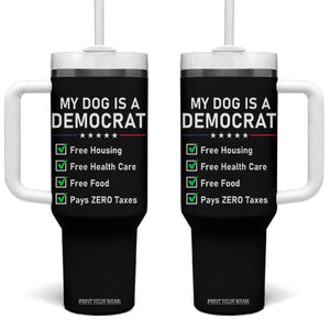 My Dog Is A Democrat Satirical Checklist Tumbler With Handle Funny Conservative Humor Dog Owner Gifts