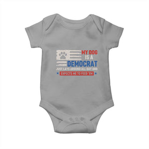 My Dog Is A Democrat American Paw Flag Patriotic Baby Onesie Just Lays Around Expects To Be Fed Conservative Humor Dog Owner