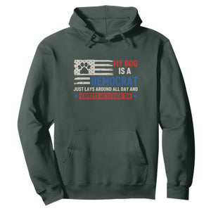 My Dog Is A Democrat American Paw Flag Patriotic Hoodie Just Lays Around Expects To Be Fed Conservative Humor Dog Owner