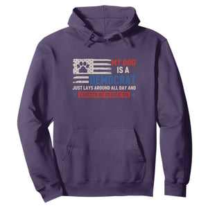 My Dog Is A Democrat American Paw Flag Patriotic Hoodie Just Lays Around Expects To Be Fed Conservative Humor Dog Owner