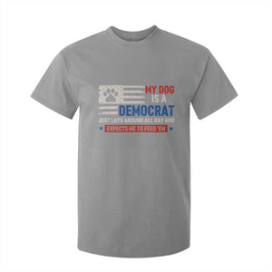 My Dog Is A Democrat American Paw Flag Patriotic T Shirt For Kid Just Lays Around Expects To Be Fed Conservative Humor Dog Owner
