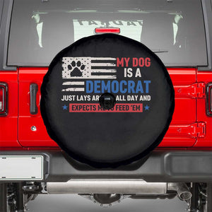 My Dog Is A Democrat American Paw Flag Patriotic Spare Tire Cover Just Lays Around Expects To Be Fed Conservative Humor Dog Owner