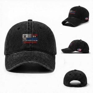 My Dog Is A Democrat American Paw Flag Patriotic Washed Cotton Baseball Cap Just Lays Around Expects To Be Fed Conservative Humor Dog Owner