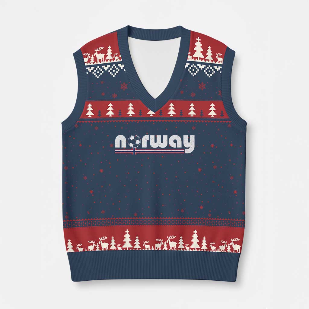 Classic Norway Soccer Vintage Norwegian Flag V-Neck Knit Sweater Vest Football Fans Support TS02 Navy Red Print Your Wear