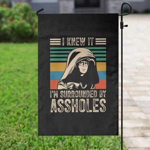 Funny I Knew It Im Surrounded by Axxholes Sci-fi Parody Garden Flag Retro Sunset Space Vintage 1980s Movie Quote Inspo Meme TS02 Print Your Wear