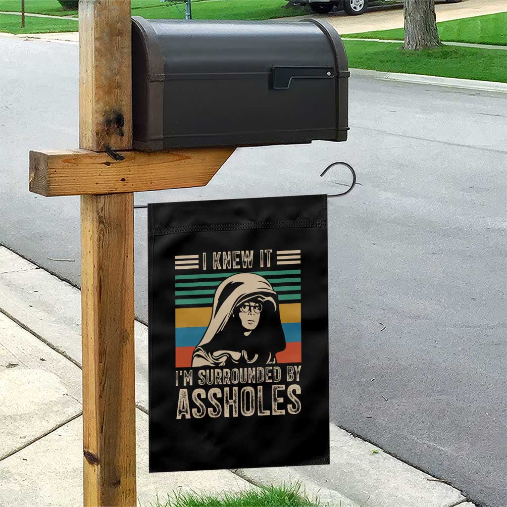 Funny I Knew It Im Surrounded by Axxholes Sci-fi Parody Garden Flag Retro Sunset Space Vintage 1980s Movie Quote Inspo Meme TS02 Print Your Wear