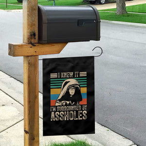 Funny I Knew It Im Surrounded by Axxholes Sci-fi Parody Garden Flag Retro Sunset Space Vintage 1980s Movie Quote Inspo Meme TS02 Print Your Wear