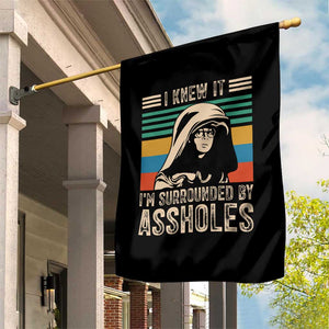 Funny I Knew It Im Surrounded by Axxholes Sci-fi Parody Garden Flag Retro Sunset Space Vintage 1980s Movie Quote Inspo Meme TS02 Print Your Wear
