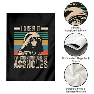 Funny I Knew It Im Surrounded by Axxholes Sci-fi Parody Garden Flag Retro Sunset Space Vintage 1980s Movie Quote Inspo Meme TS02 Print Your Wear