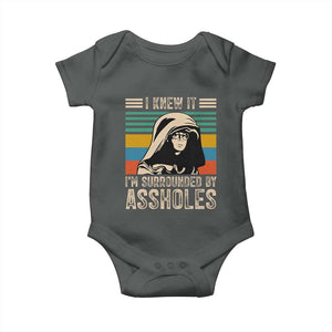 Funny I Knew It Im Surrounded by Axxholes Sci-fi Parody Baby Onesie Retro Sunset Space Vintage 1980s Movie Quote Inspo Meme TS02 Dark Heather Print Your Wear