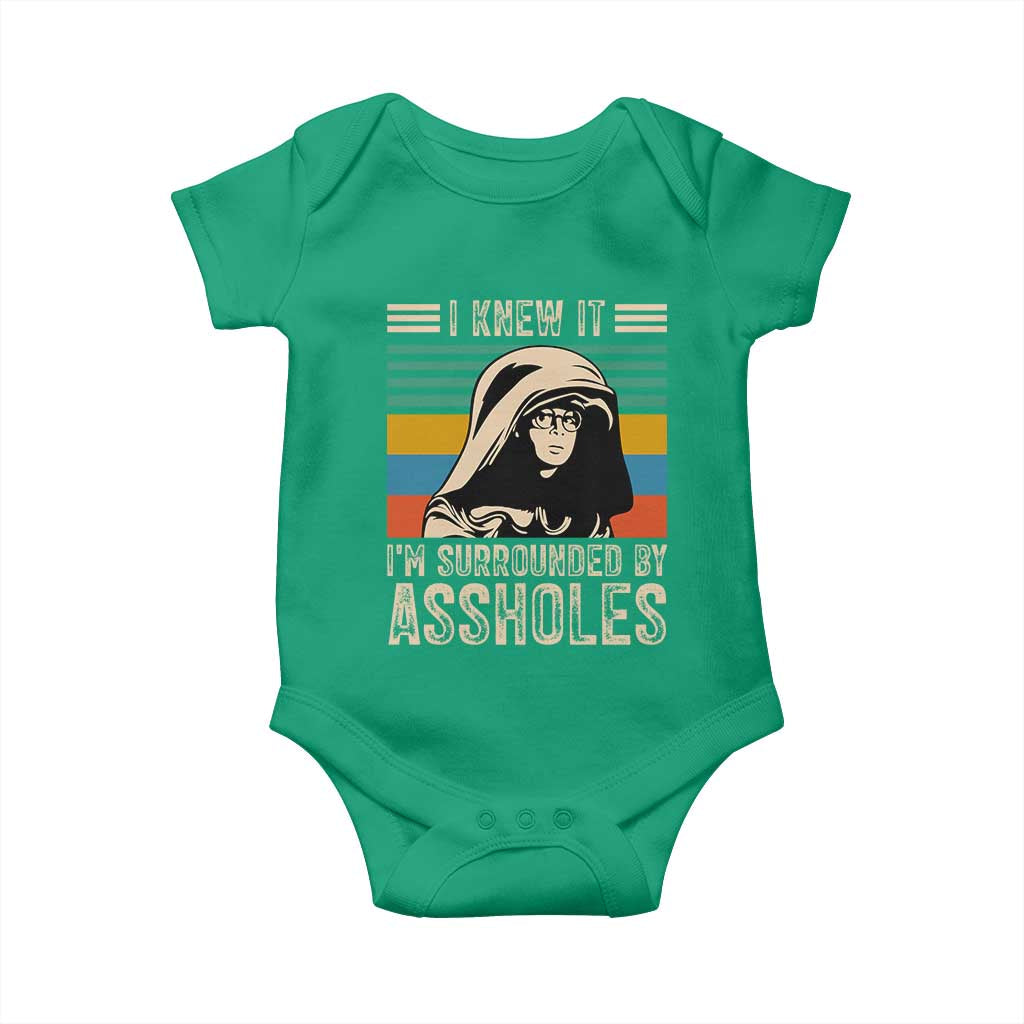 Funny I Knew It Im Surrounded by Axxholes Sci-fi Parody Baby Onesie Retro Sunset Space Vintage 1980s Movie Quote Inspo Meme TS02 Irish Green Print Your Wear