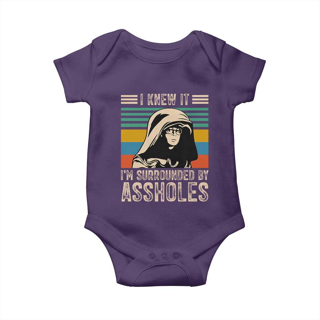 Funny I Knew It Im Surrounded by Axxholes Sci-fi Parody Baby Onesie Retro Sunset Space Vintage 1980s Movie Quote Inspo Meme TS02 Purple Print Your Wear