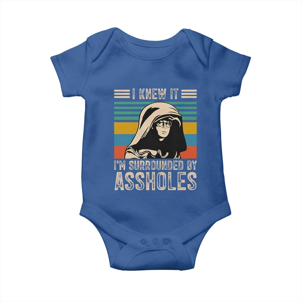 Funny I Knew It Im Surrounded by Axxholes Sci-fi Parody Baby Onesie Retro Sunset Space Vintage 1980s Movie Quote Inspo Meme TS02 Royal Blue Print Your Wear