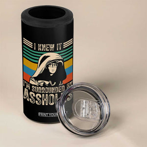 Funny I Knew It Im Surrounded by Axxholes Sci-fi Parody 4 in 1 Can Cooler Tumbler Retro Sunset Space Vintage 1980s Movie Quote Inspo Meme TS02 Print Your Wear