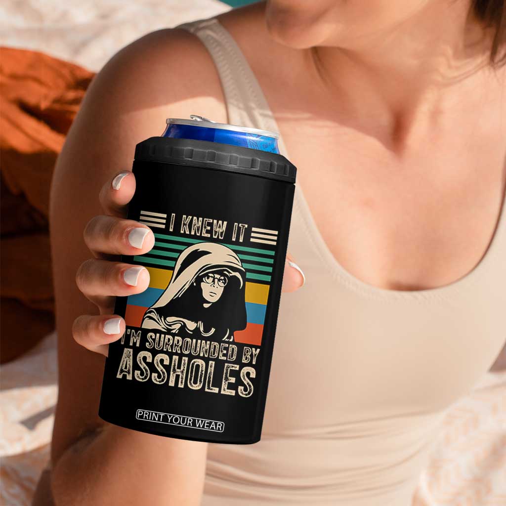 Funny I Knew It Im Surrounded by Axxholes Sci-fi Parody 4 in 1 Can Cooler Tumbler Retro Sunset Space Vintage 1980s Movie Quote Inspo Meme TS02 Print Your Wear
