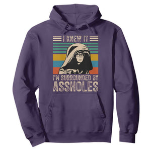 Funny I Knew It Im Surrounded by Axxholes Sci-fi Parody Hoodie Retro Sunset Space Vintage 1980s Movie Quote Inspo Meme TS02 Purple Print Your Wear