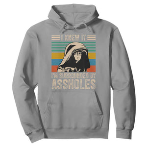 Funny I Knew It Im Surrounded by Axxholes Sci-fi Parody Hoodie Retro Sunset Space Vintage 1980s Movie Quote Inspo Meme TS02 Sport Gray Print Your Wear