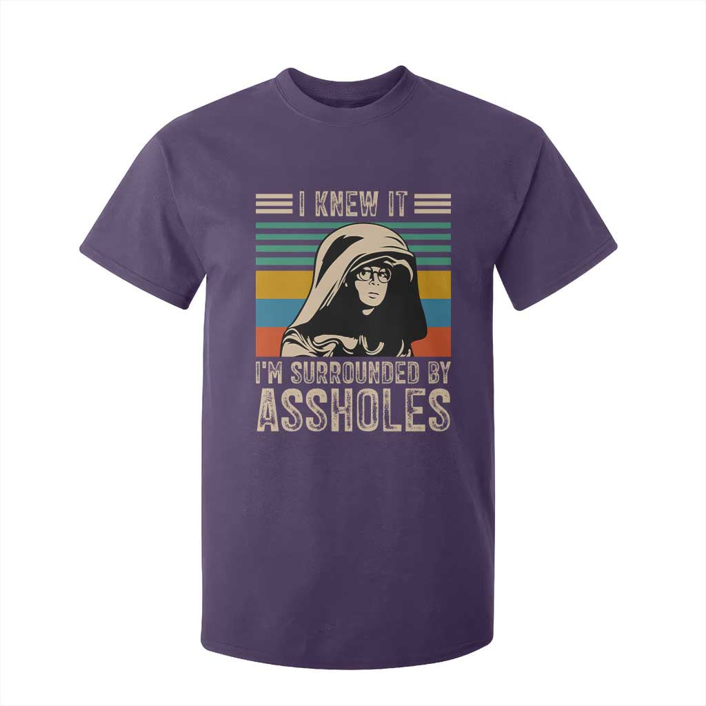 Funny I Knew It Im Surrounded by Axxholes Sci-fi Parody T Shirt For Kid Retro Sunset Space Vintage 1980s Movie Quote Inspo Meme TS02 Purple Print Your Wear