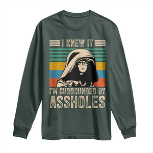 Funny I Knew It Im Surrounded by Axxholes Sci-fi Parody Long Sleeve Shirt Retro Sunset Space Vintage 1980s Movie Quote Inspo Meme TS02 Dark Forest Green Print Your Wear