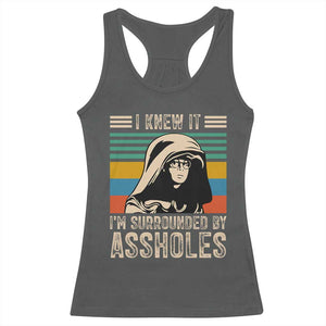 Funny I Knew It Im Surrounded by Axxholes Sci-fi Parody Racerback Tank Top Retro Sunset Space Vintage 1980s Movie Quote Inspo Meme TS02 Dark Heather Print Your Wear