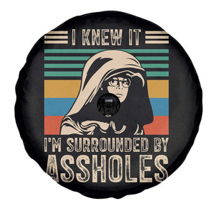 Funny I Knew It Im Surrounded by Axxholes Sci-fi Parody Spare Tire Cover Retro Sunset Space Vintage 1980s Movie Quote Inspo Meme TS02 Print Your Wear