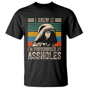 Funny I Knew It Im Surrounded by Axxholes Sci-fi Parody T Shirt Retro Sunset Space Vintage 1980s Movie Quote Inspo Meme TS02 Black Print Your Wear