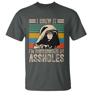 Funny I Knew It Im Surrounded by Axxholes Sci-fi Parody T Shirt Retro Sunset Space Vintage 1980s Movie Quote Inspo Meme TS02 Dark Heather Print Your Wear