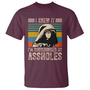 Funny I Knew It Im Surrounded by Axxholes Sci-fi Parody T Shirt Retro Sunset Space Vintage 1980s Movie Quote Inspo Meme TS02 Maroon Print Your Wear