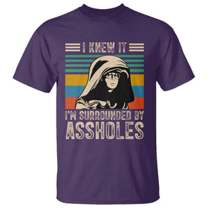 Funny I Knew It Im Surrounded by Axxholes Sci-fi Parody T Shirt Retro Sunset Space Vintage 1980s Movie Quote Inspo Meme TS02 Purple Print Your Wear