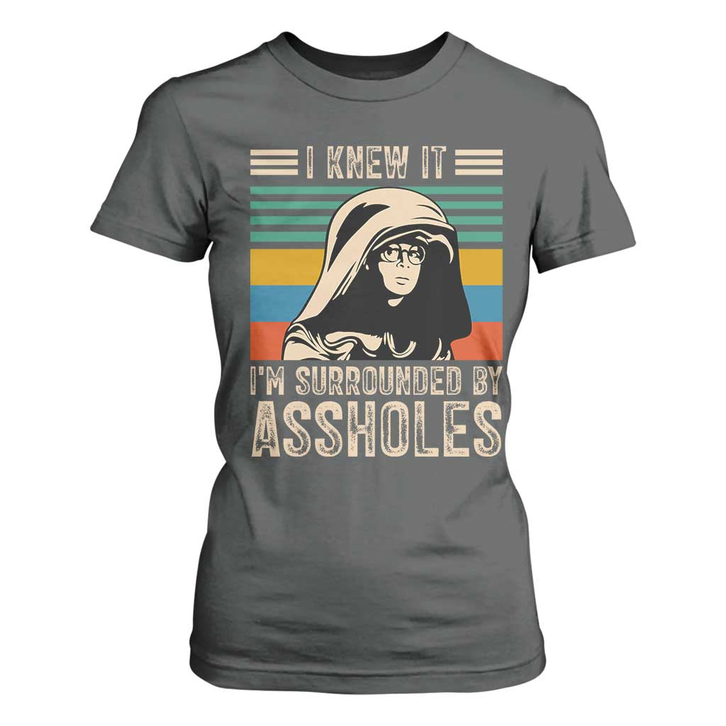 Funny I Knew It Im Surrounded by Axxholes Sci-fi Parody T Shirt For Women Retro Sunset Space Vintage 1980s Movie Quote Inspo Meme TS02 Dark Heather Print Your Wear