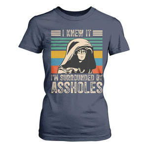 Funny I Knew It Im Surrounded by Axxholes Sci-fi Parody T Shirt For Women Retro Sunset Space Vintage 1980s Movie Quote Inspo Meme TS02 Navy Print Your Wear