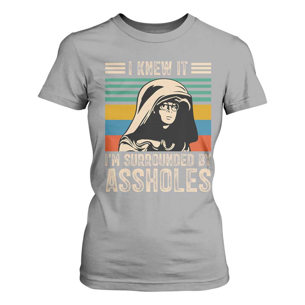 Funny I Knew It Im Surrounded by Axxholes Sci-fi Parody T Shirt For Women Retro Sunset Space Vintage 1980s Movie Quote Inspo Meme TS02 Sport Gray Print Your Wear