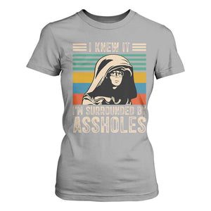 Funny I Knew It Im Surrounded by Axxholes Sci-fi Parody T Shirt For Women Retro Sunset Space Vintage 1980s Movie Quote Inspo Meme TS02 Sport Gray Print Your Wear