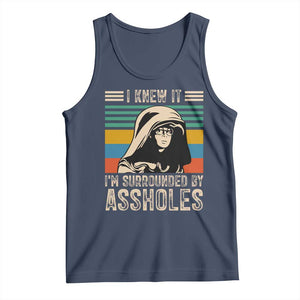 Funny I Knew It Im Surrounded by Axxholes Sci-fi Parody Tank Top Retro Sunset Space Vintage 1980s Movie Quote Inspo Meme TS02 Navy Print Your Wear