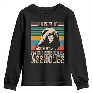 Funny I Knew It Im Surrounded by Axxholes Sci-fi Parody Youth Sweatshirt Retro Sunset Space Vintage 1980s Movie Quote Inspo Meme TS02 Black Print Your Wear