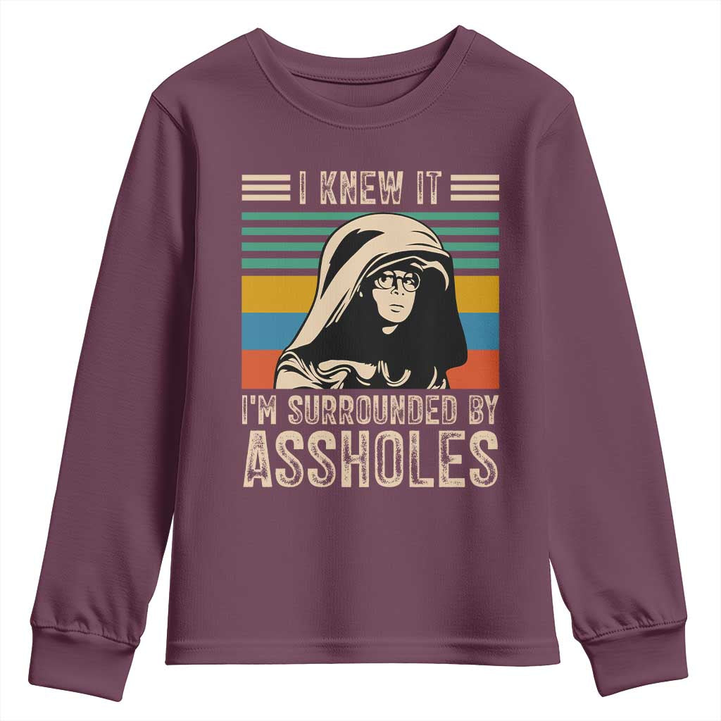 Funny I Knew It Im Surrounded by Axxholes Sci-fi Parody Youth Sweatshirt Retro Sunset Space Vintage 1980s Movie Quote Inspo Meme TS02 Maroon Print Your Wear