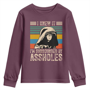 Funny I Knew It Im Surrounded by Axxholes Sci-fi Parody Youth Sweatshirt Retro Sunset Space Vintage 1980s Movie Quote Inspo Meme TS02 Maroon Print Your Wear