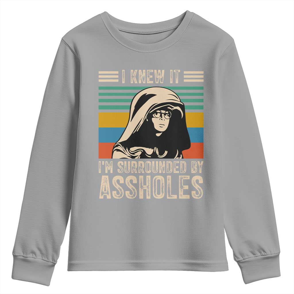 Funny I Knew It Im Surrounded by Axxholes Sci-fi Parody Youth Sweatshirt Retro Sunset Space Vintage 1980s Movie Quote Inspo Meme TS02 Sport Gray Print Your Wear