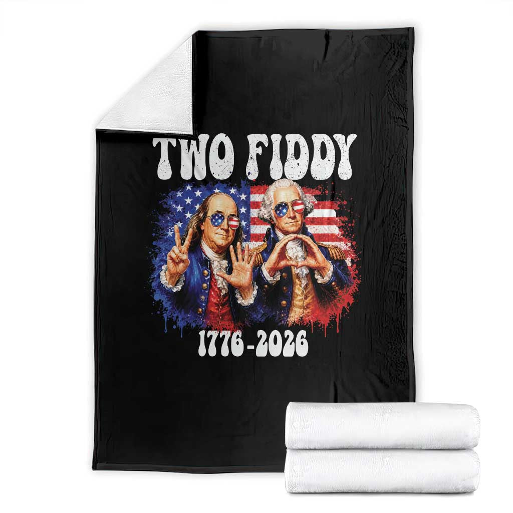 Two Fiddy Founding Fathers 1776 to 2026 Throw Blanket Funny Benjamin Franklin and George Washington American Flag Semiquincentennial