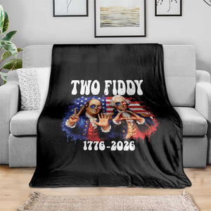 Two Fiddy Founding Fathers 1776 to 2026 Throw Blanket Funny Benjamin Franklin and George Washington American Flag Semiquincentennial