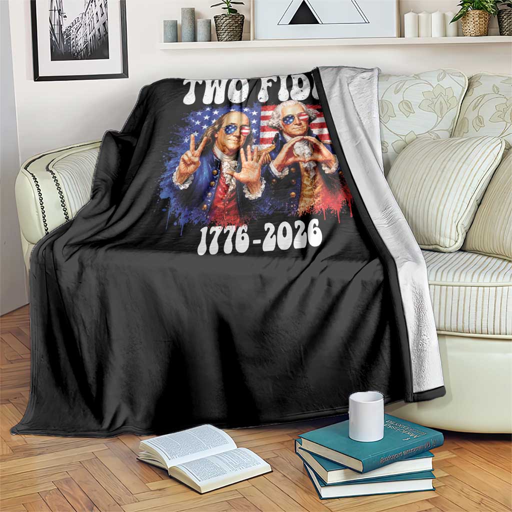 Two Fiddy Founding Fathers 1776 to 2026 Throw Blanket Funny Benjamin Franklin and George Washington American Flag Semiquincentennial