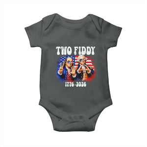 Two Fiddy Founding Fathers 1776 to 2026 Baby Onesie Funny Benjamin Franklin and George Washington American Flag Semiquincentennial